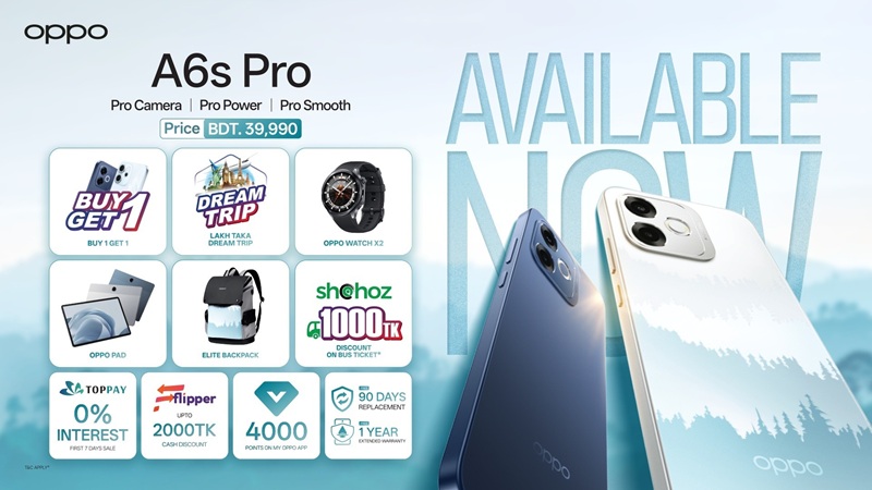 এই ঈদে সারাদেশে পাওয়া যাচ্ছে অপো এ৬এস প্রো