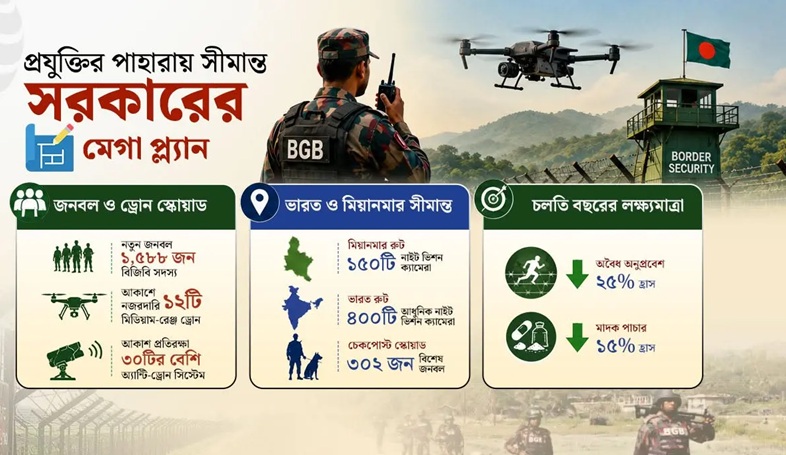 পাখির চোখে সীমান্ত পাহারার ছক, কঠোর নজরদারি বাড়াচ্ছে সরকার