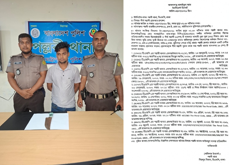 দেশীয় অস্ত্রসহ ছিনতাইকারী ও শীর্ষ সন্ত্রাসী 'রেড মুন্না' গ্রেফতার 