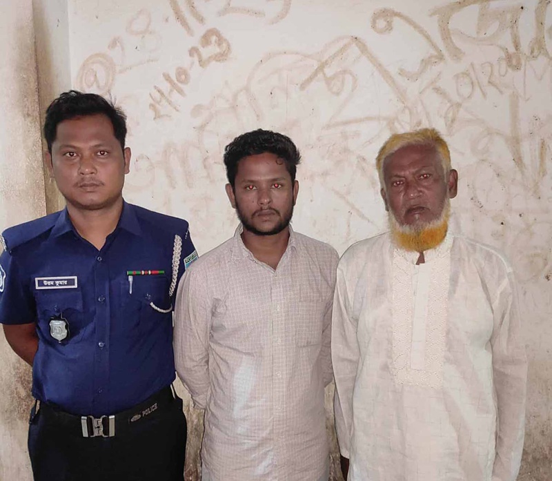 বোদায় বিস্ফোরক দ্রব্য আইনে বাবা- ছেলে আটক